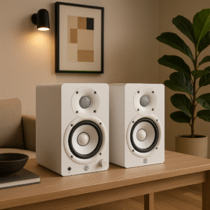 Par de Monitor Estúdio Near Field Yamaha Hs4 Bass Reflex 2 Vias Cor Branco