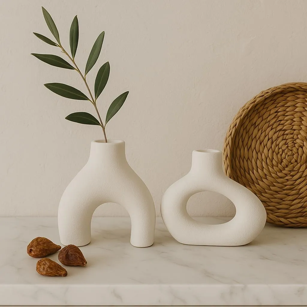 Par De Vaso Decorativo Minimalista Escultura